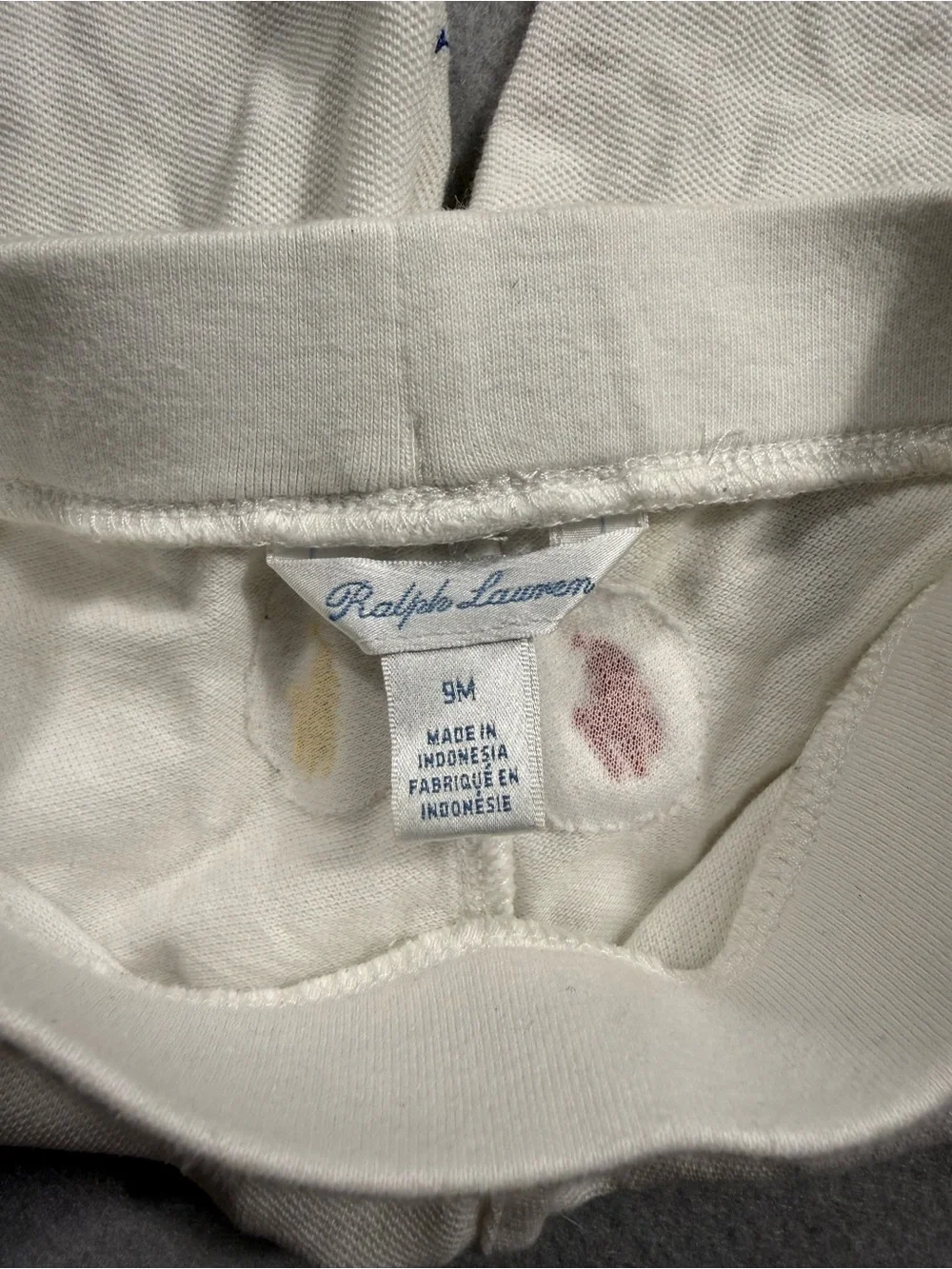 Ralph Lauren 9M Baby White Polo Pony Joggers 100% Cotton Designer Preppy